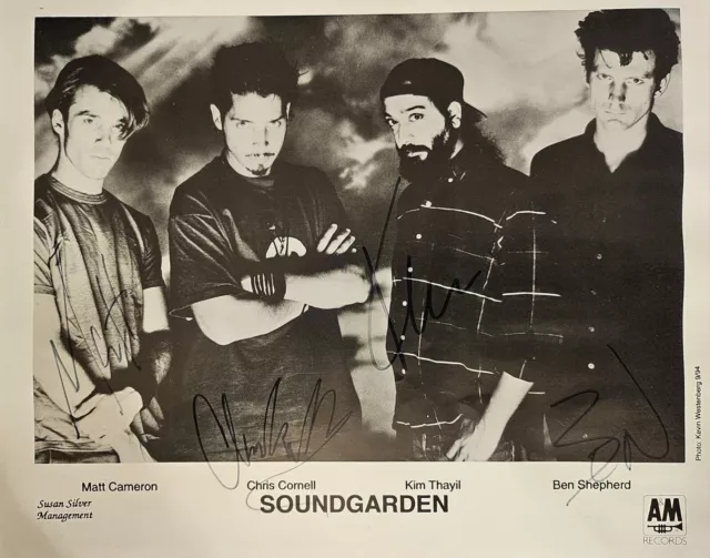 Soundgarden original 1994 8x10 A&M Records authentic autographed  CORNELL +3