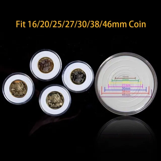 20Pc 17-46mm Coin Case Capsules Holder Clear Plastic Round Storage Box Gift Set