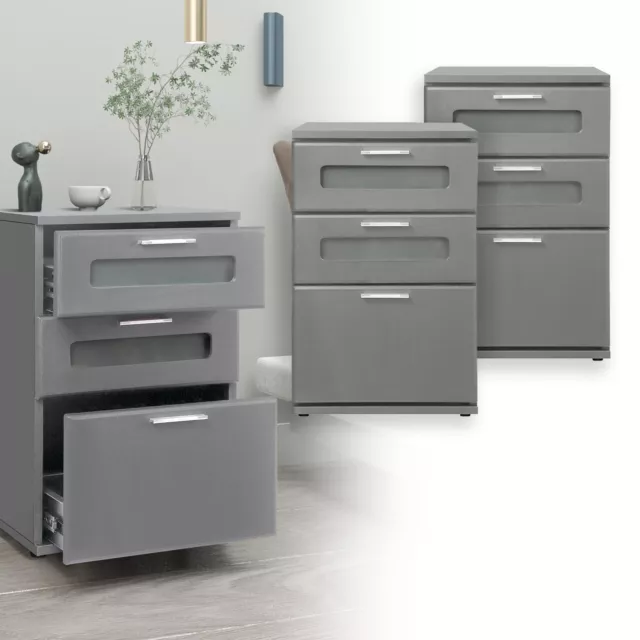 2x Mesitas de noche mueble mesa para dormitorio y sala de estar gris 40x60x38cm