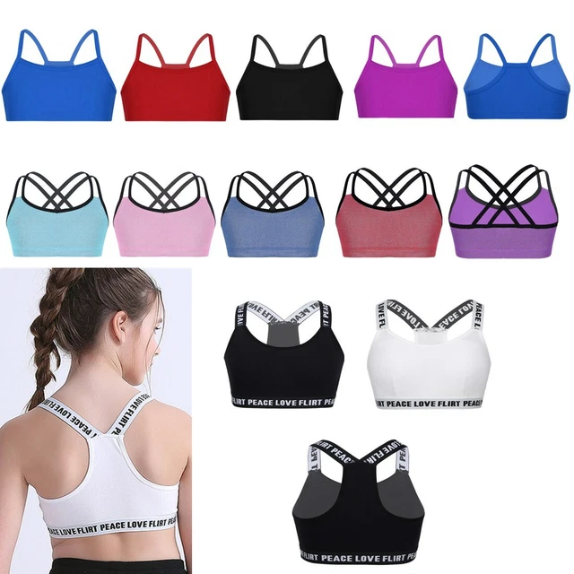 Giubbotto Da Allenamento Per Bambini Bambine Lucidi Crop Tank Tops Cinghie Stretchy Bambini Danza