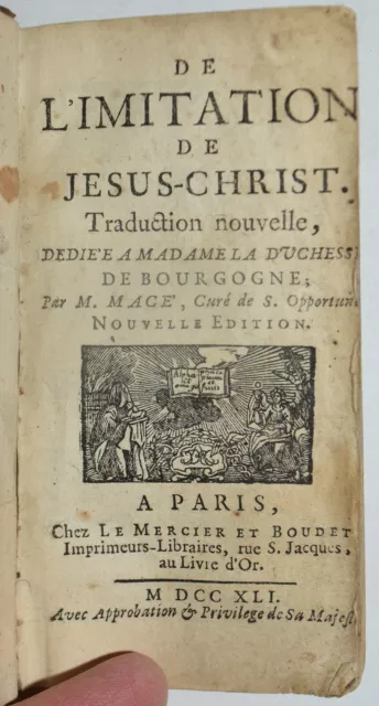 L’IMITAZIONE DI GESU’ CRISTO - ediz. 1741 - raro - Kempis