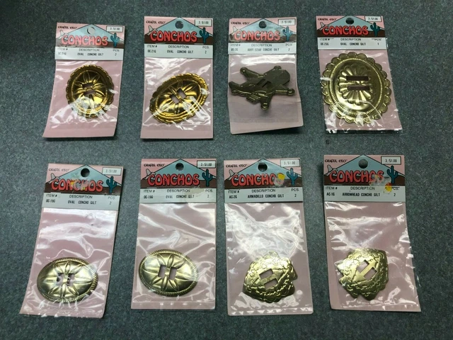 Lote de 8 Concho Gilts, Armadillo Ovalado Bota Estrella, 1,5"" - 3"" - Artesanías, Etc