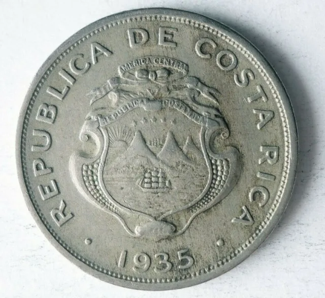 1935 COSTA RICA 50 CENTIMOS - Excellent Collectible Coin - FREE SHIP - Bin #338
