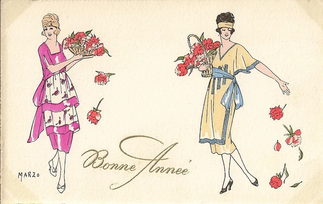 Carte Postale Fantaisie 'Bonne Année' D'époque (1919-1938), écrite, France