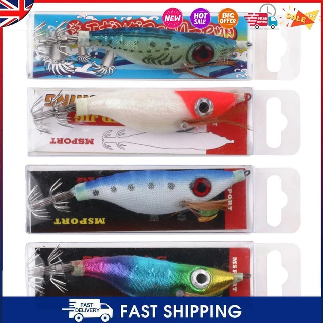 9g Luminous Squid Jigs Artificial Wood Shrimps Cuttlefish for Sea Fishing Hooks