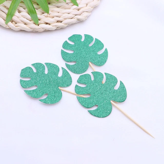 20 pz topper per torte a foglie Monstera foglie di palma tropicale topper per cupcake hawaiano