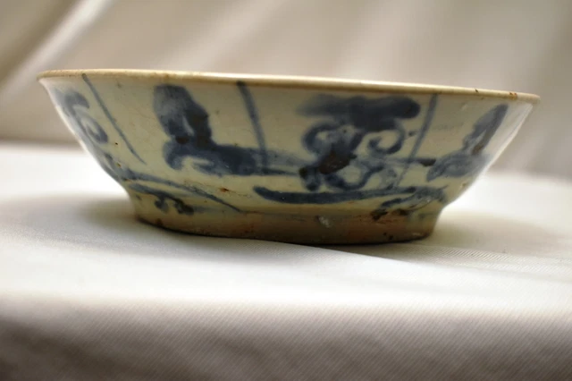 Bol Ancien Chinois En Porcelaine - Calligraphie Et Motifs Floraux, époque 1900-1940