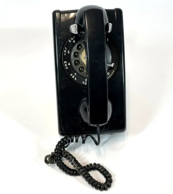 Teléfono de pared giratorio vintage Western Electric 554BMP R81NA10 negro
