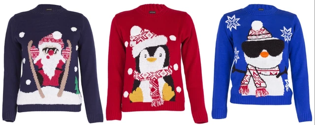 Boys Girls Unisex Christmas Jumper Xmas Kids Sweater 3D Pom Pom Novelty Pullover