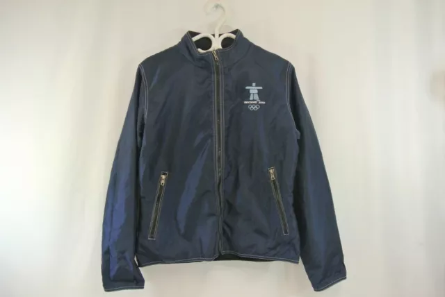 Vancouver 2010 Olympics Jacket HBC Navy Blue Ladies M 100% Nylon Made in Canada