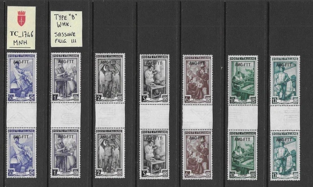 TC_1746. TRIESTE FTT. Gutter pairs of 1950 "ITALIA LAVORO" cplt. set. MNH
