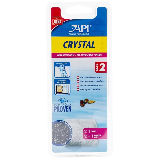 API Crystal Aquarium Filtration Media Cartridges 1-Dose Size 2 SuperClean 60/90