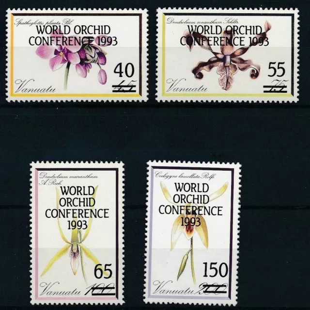 151.Vanuatu 1993 Set/5 Stamp Flowers Overprint Orchid Conference Surcharged