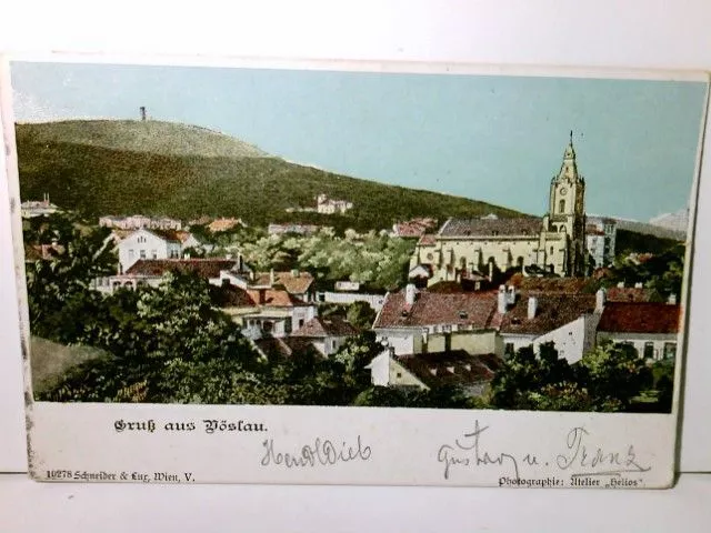 Bad Vöslau. Gruß aus...., Österreich. Alte Ansichtskarte / Postkarte farbig, gel