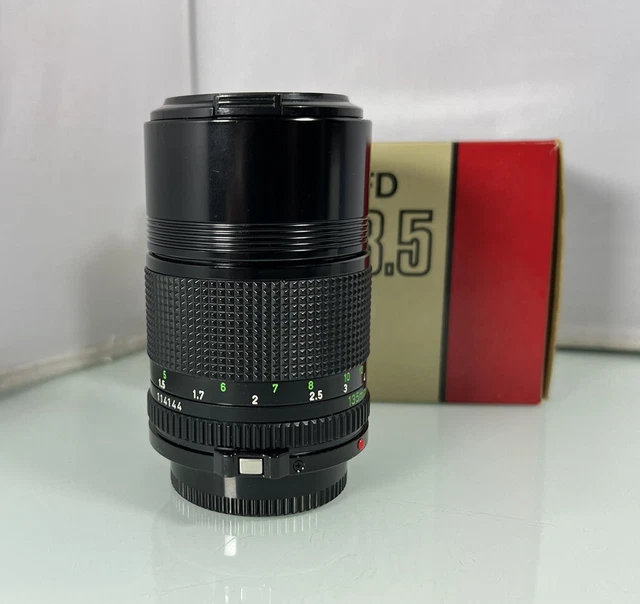 NEAR MINT Canon Camera FD 135mm F3.5 Portrait Hooded Lens From JAPAN w/ OG Box
