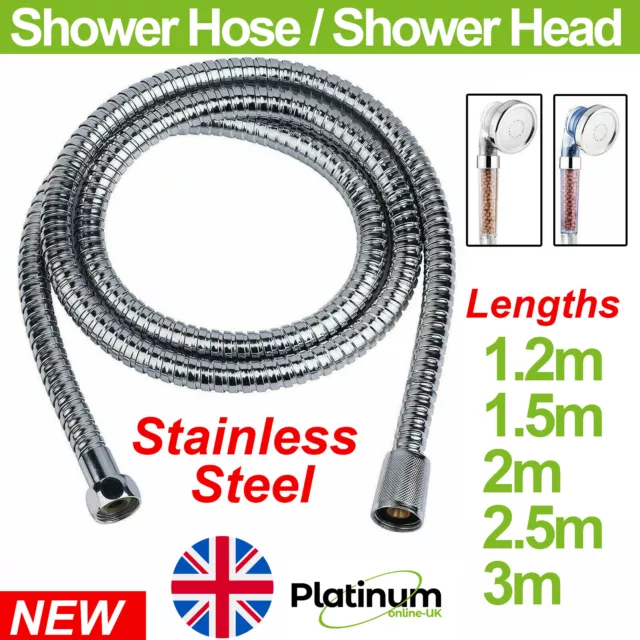 Shower Hose 1.2/1.5/2/2.5M Stainless Steel Flexible Chrome Shower Bathroom Pipe