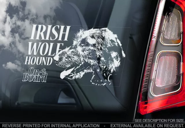 Irish Wolfhound - Car Window Sticker - Wolf Dog on Board Hound Sign Gift - TYP2