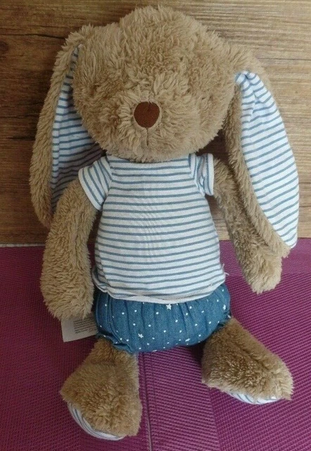 S15 / doudou peluche lapin short bleu étoiles tee-shirt rayé TAPE A L'OEIL TAO