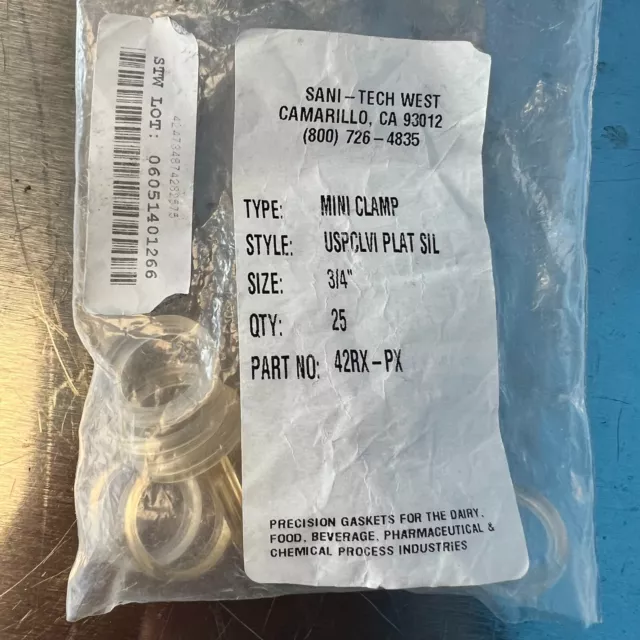 Watson Marlow Sani-Tech West 42RX-PX-.75 Sanitary Gasket 3/4" Pack of 25