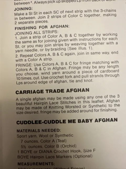 Libro de instrucciones de folleto afgano malvado 7622 puntada horquilla 3 patrones 3