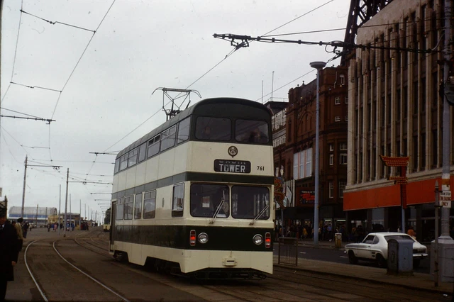 35mm Original Colour Tram Strassenbahn Slide Blackpool Jubilee 761 Tower 1979