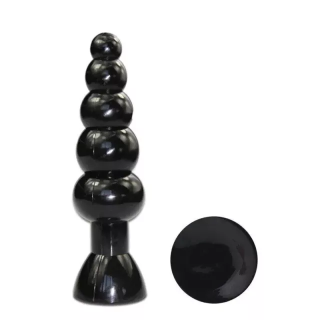 Plug-Anal Ventouse  Silicone Noir- 5 Boules Gode-Dildo Sex Anal Pleasure