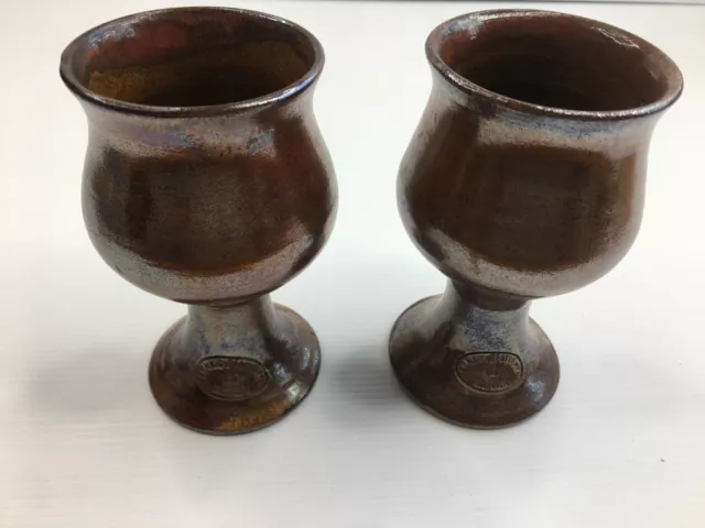 Bendigo Pottery 2 x Goblets Hand Made Stoneware