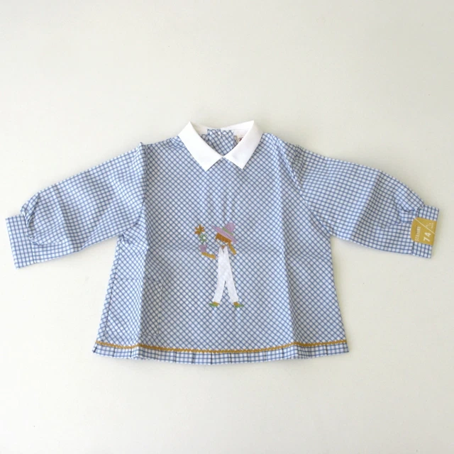 Authentique vintage Blouse Tablier enfant carreau vichy et broderie - 6-12 mois Authentique vintage Blouse Tablier enfant carreau vichy et broderie - 6-12 mois