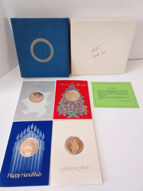 Holiday Cards By The Franklin Mint 1975 Bronze Medallions in Book
