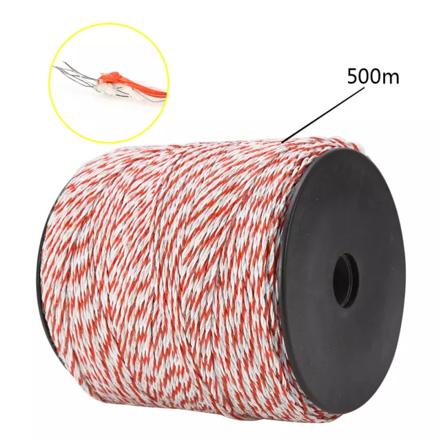 AU 1000m Polywire Electric Fence Energiser Stainless Steel Poly Wire Insulator 3