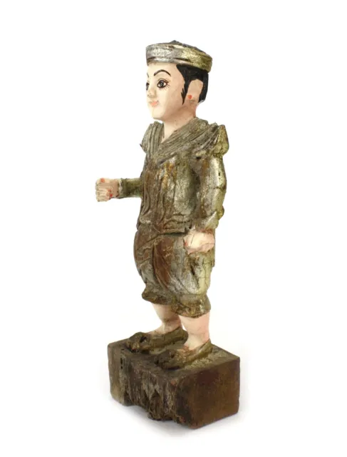 Antique Burmese Nat, standing figure, JC5. Old Lacquered wood statue Burma, 25cm