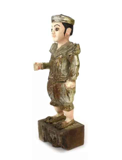 Antique Burmese Nat, standing figure, JC5. Old Lacquered wood statue Burma, 25cm