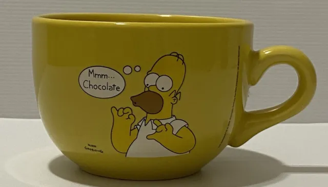 The Simpsons 2000 'Hmm Chocolate' Homer Large Yellow Mug  13cm Diameter 9cm Tal