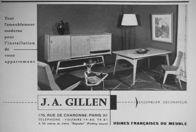 Publicité 1959 J.a. Gillen Ameublement Moderne Ensemblier Décor - Advertising