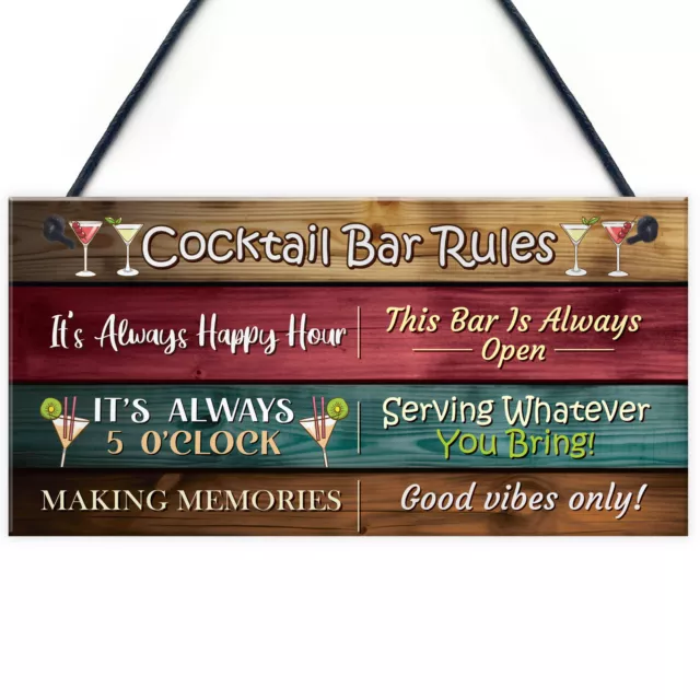 Cocktail Bar Rules Novelty Sign For Home Bar Garden Cocktail Bar Accessories