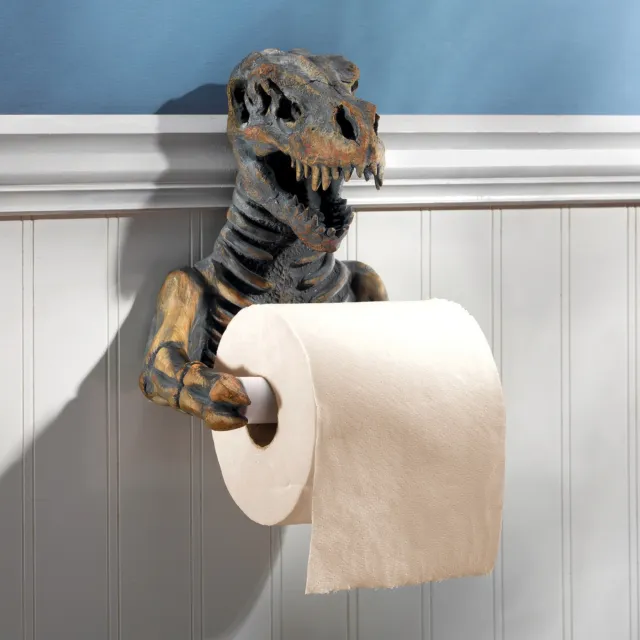 Design Toscano T. Rex Dinosaur Skeleton Bathroom Toilet Paper Holder