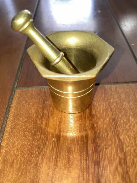 Vintage Solid Small Brass Mortar and Pestle -Collectible