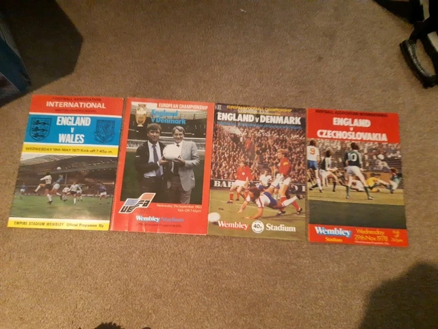 4 X ENGLAND Football 1970s 1980s Vintage Programmes European British ...