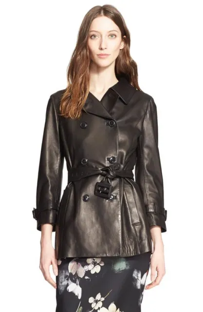 Nordstrom Signature and Caroline Issa Lambskin Leather Trench Coat