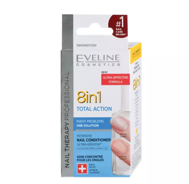 Eveline Acondicionador de uñas endurecedor intensivo 8 en 1 de acción total...