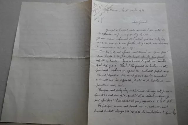 1939 lettre militaire de Mr PERCHICOT 823 e R. I CASABLANCA Maroc au Général