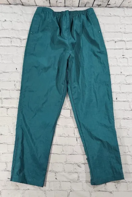 Lands End Nylon Shell Wind Track Pants Green WOMENS SIZE MEDIUM 10-12