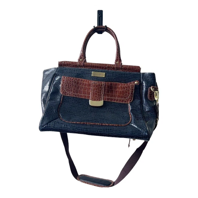 Samantha Brown Croc Embossed Shoulder Bag Pockets Adjustable Strap Double Handle
