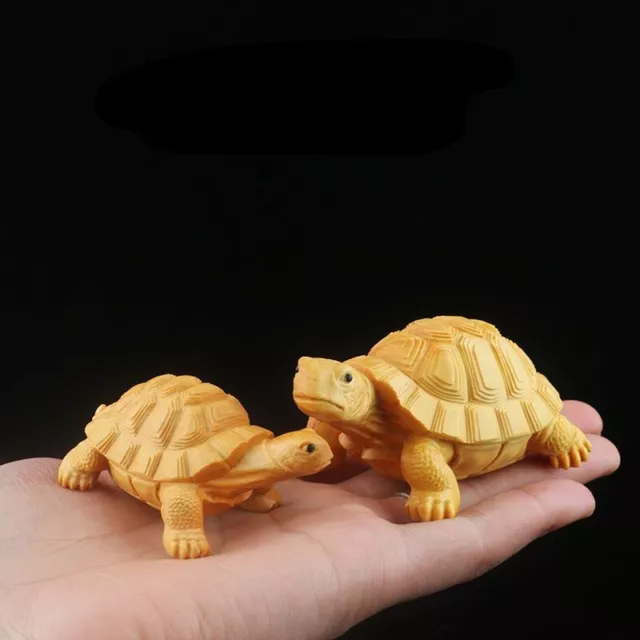 Wooden Turtles Statue Carved Sculpture Wood Decor Animal Figurine Handmade Gift