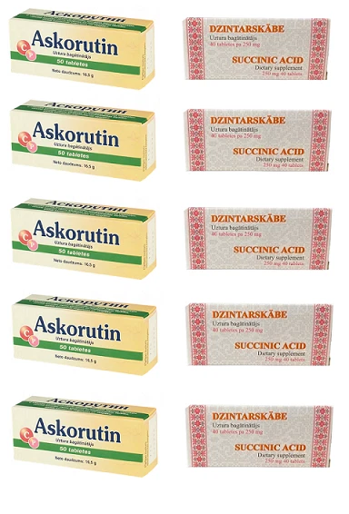 SUCCINIC AMBER ACID 250 tabs and Ascorutin Rutin Food supplement 200 ...