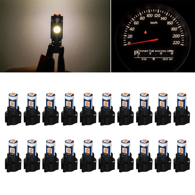 20pcs T5 Yellow 3030 LED Instrument Gauge Cluster Dash Light Bulbs W/ Sockets