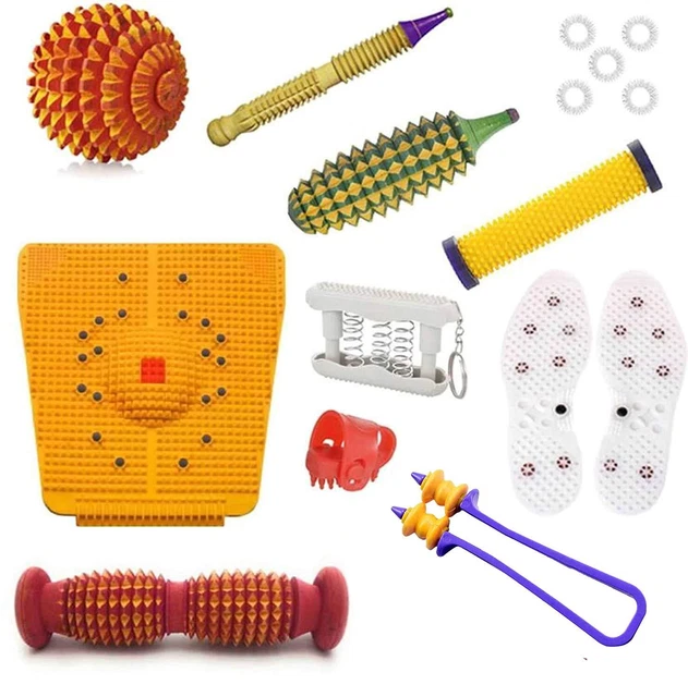 Juego combinado de herramientas masajeador de acupresión con scooter de pie (cortes piramidales) (