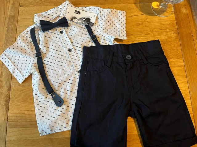 Kids Baby Boys Shirt Romper Suit Wedding Formal Party Smart Outfits Trousers Set
