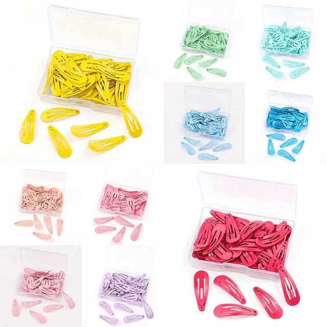 50Pcs/Box Girls Mini BB Snap Hair Clips Hair Barrettes Baby Kids Solid Hairppins
