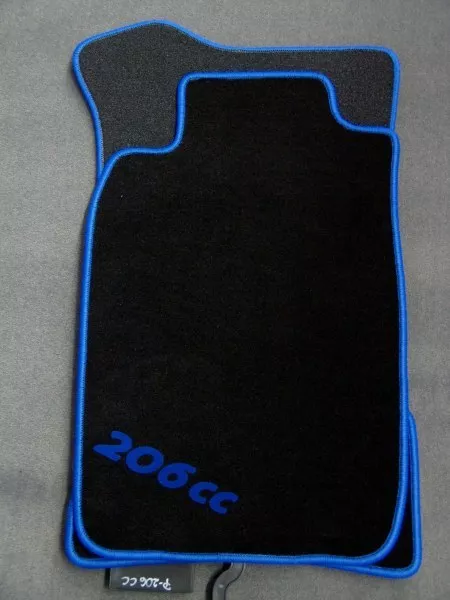 Tapis de sol en velours pour Peugeot 206 CC  noir/bleu